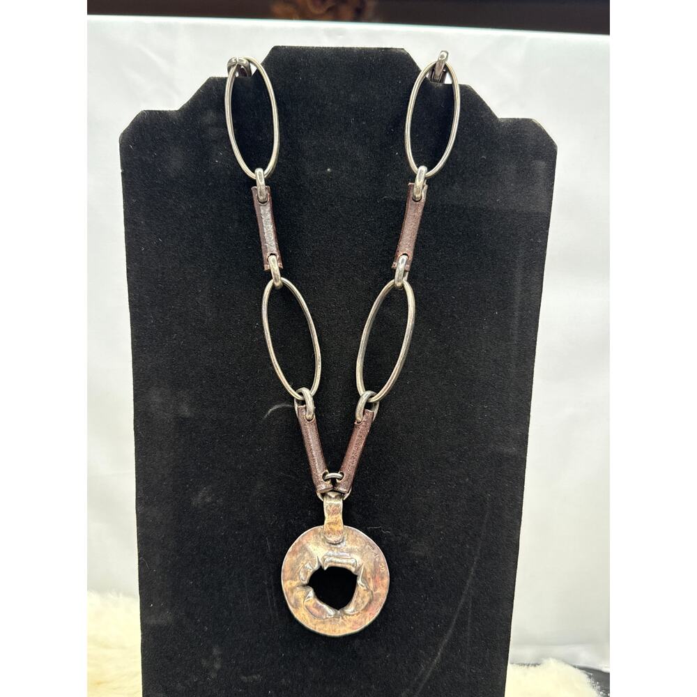 Uno de 50 Cratere Silver Plated / Exotic Wood Long Necklace 19" wood and silver - Picture 2 of 6